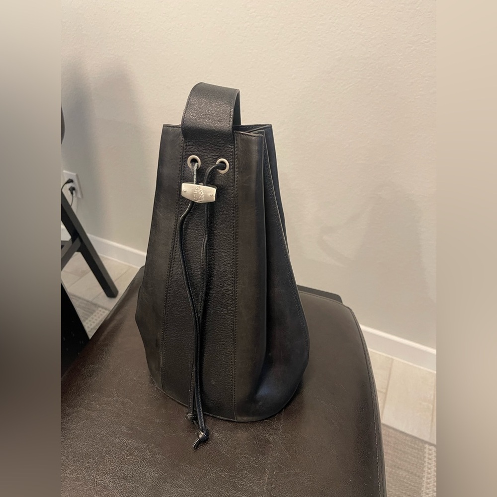Vintage Mark Cross Leather Drawstring Bucket sling Bag